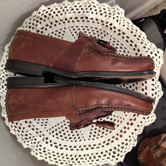 Johnston & Murphy Mens Slip On Brown Loafer Size 9.5 Weave Toe - Picture 2 of 9